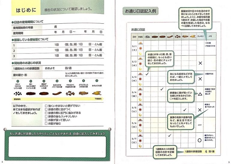 お通じ日誌記入例